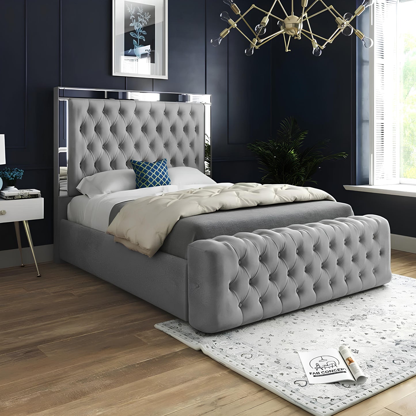 Plush Velvet Ottoman Storage Bed with Gas Lift
