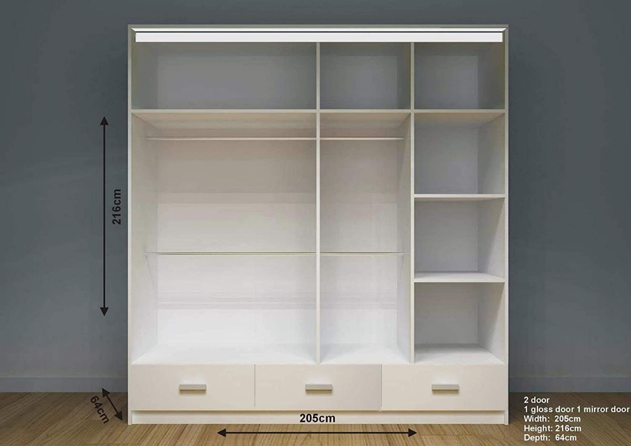 Florence High Gloss Sliding Door Wardrobe with Mirrors & LED Lights