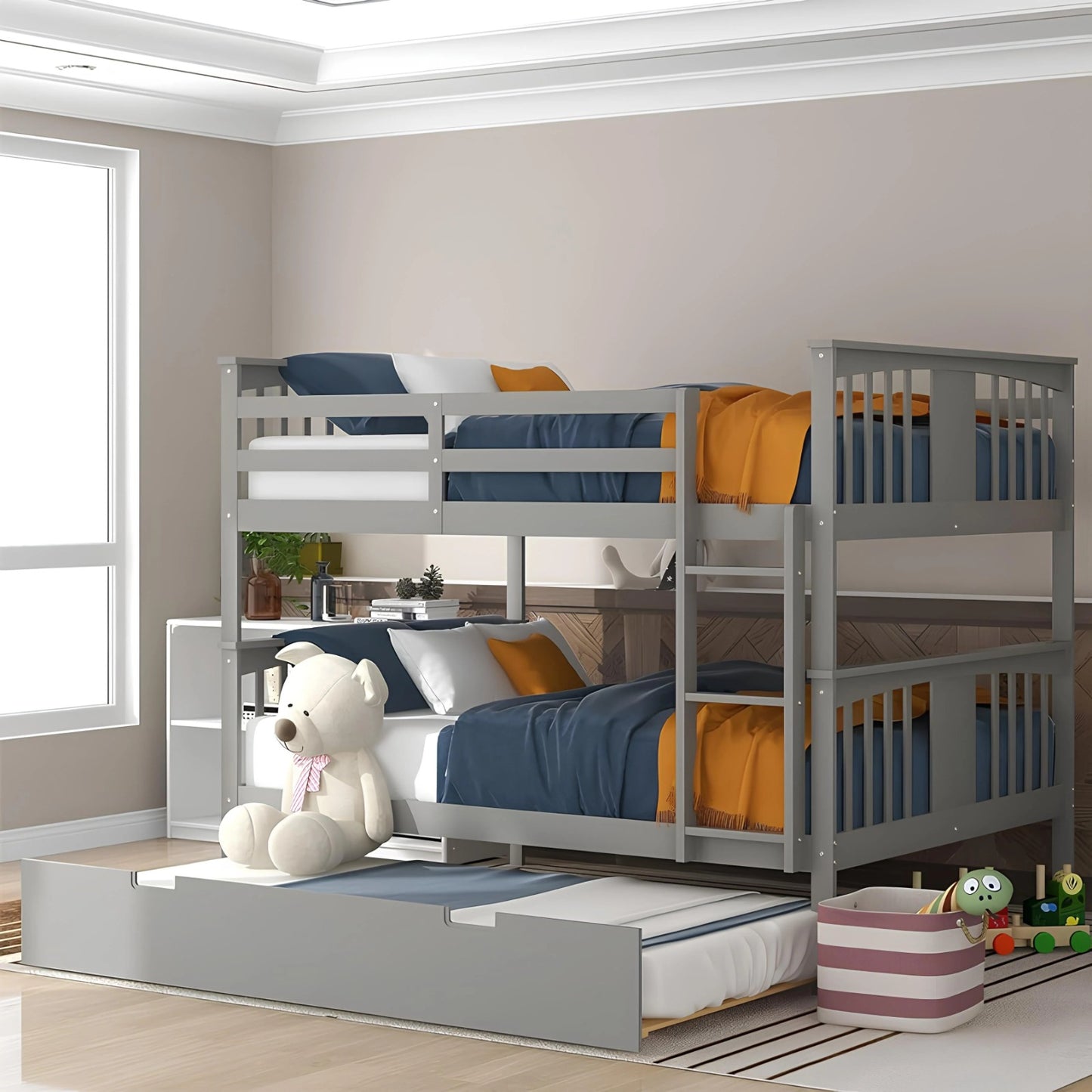 Lily Wooden Bunk Bed with Guest Bed
