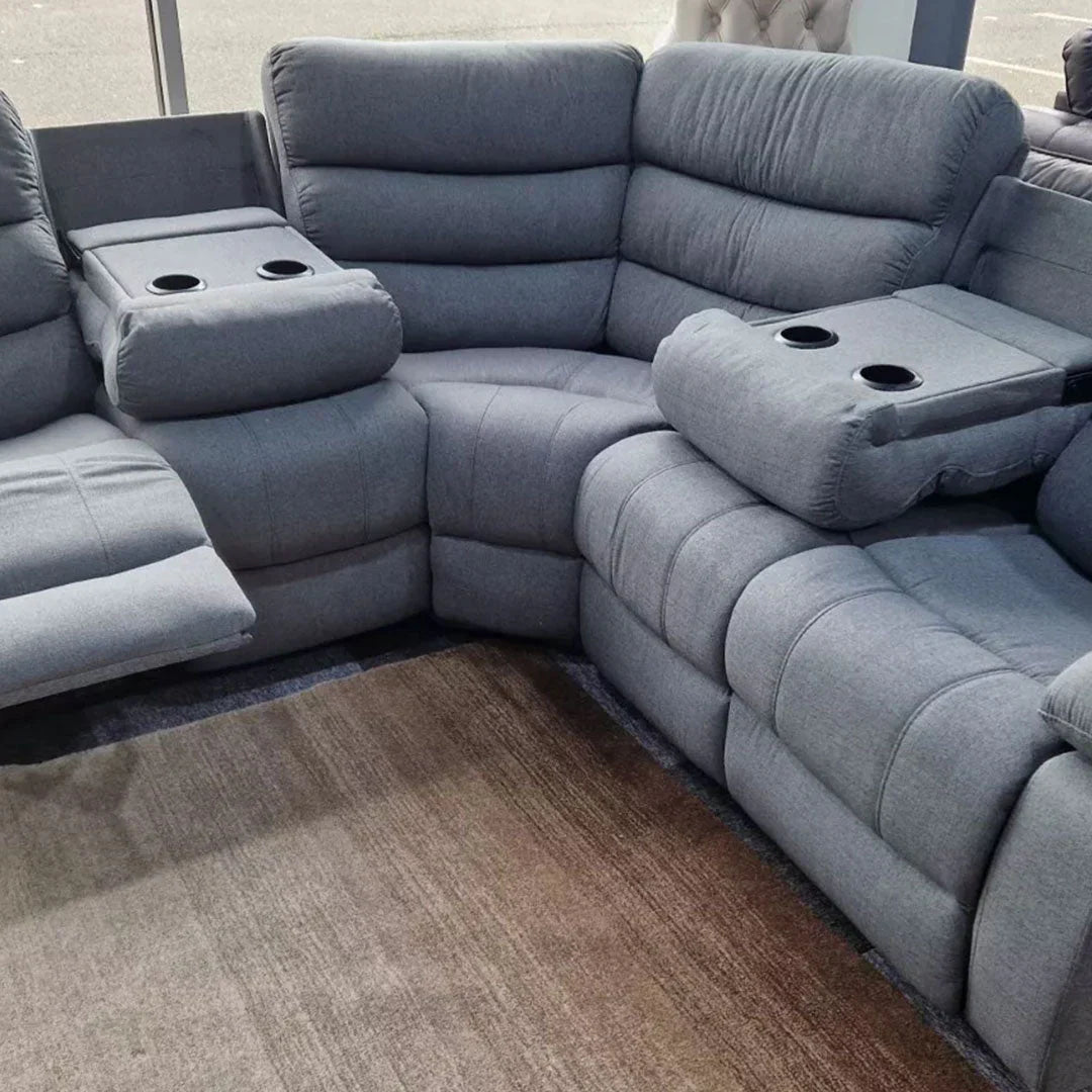 Roma Fabric Recliner Corner Sofa Grey – Modern L-Shaped Comfor