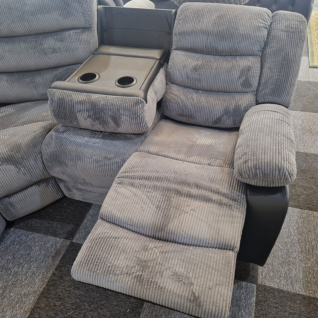 Rio Cord Fabric Recliner Corner Sofa – Spacious Comfort for Modern Homes