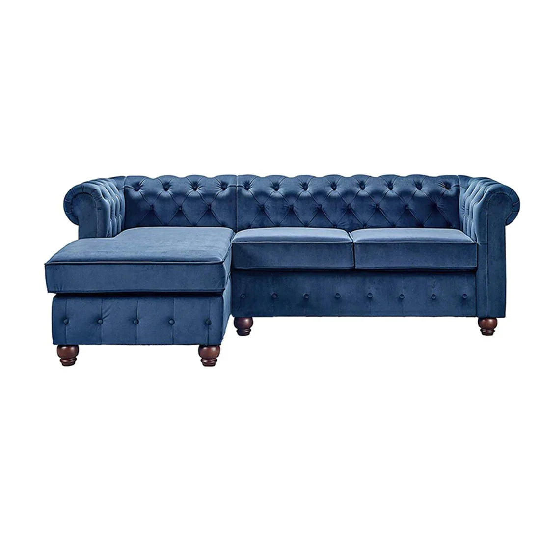 Eureka Solid Wood L Shape Fabric Chesterfield Sofa – Heaven Furnishing