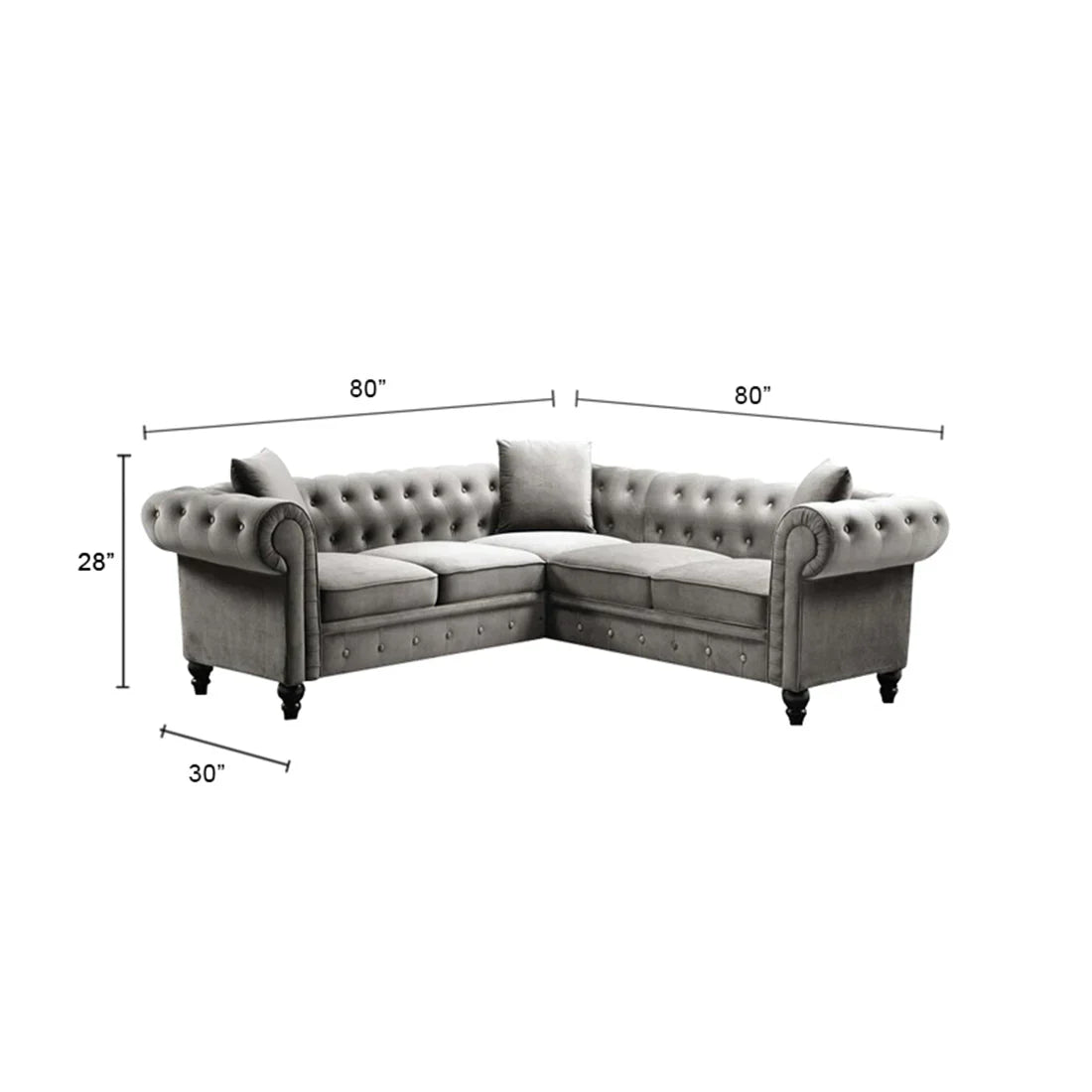Glacier Solid Wood Fabric L Shape Chesterfield Sofa – Heaven Furnishing