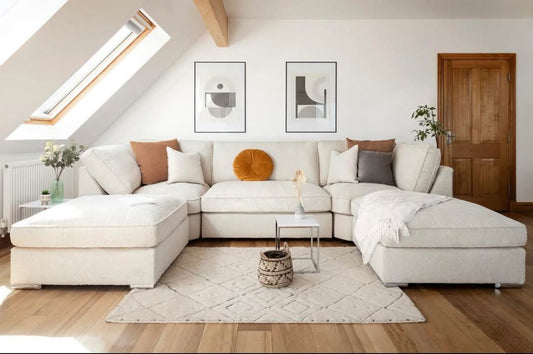 U-Shape Sofa in Teddy Fabric – Modern Large Sectional Couch