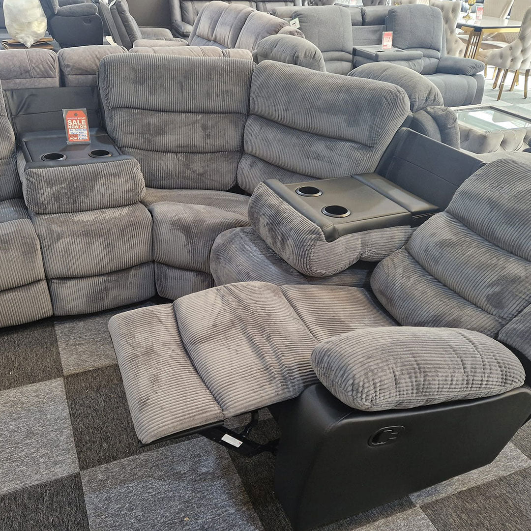 Rio Cord Fabric Recliner Corner Sofa – Spacious Comfort for Modern Homes