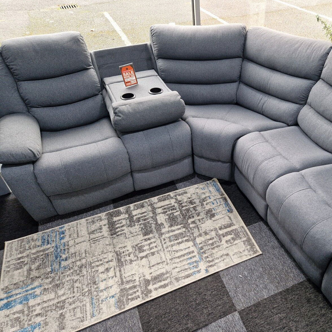 Roma Fabric Recliner Corner Sofa Grey – Modern L-Shaped Comfor