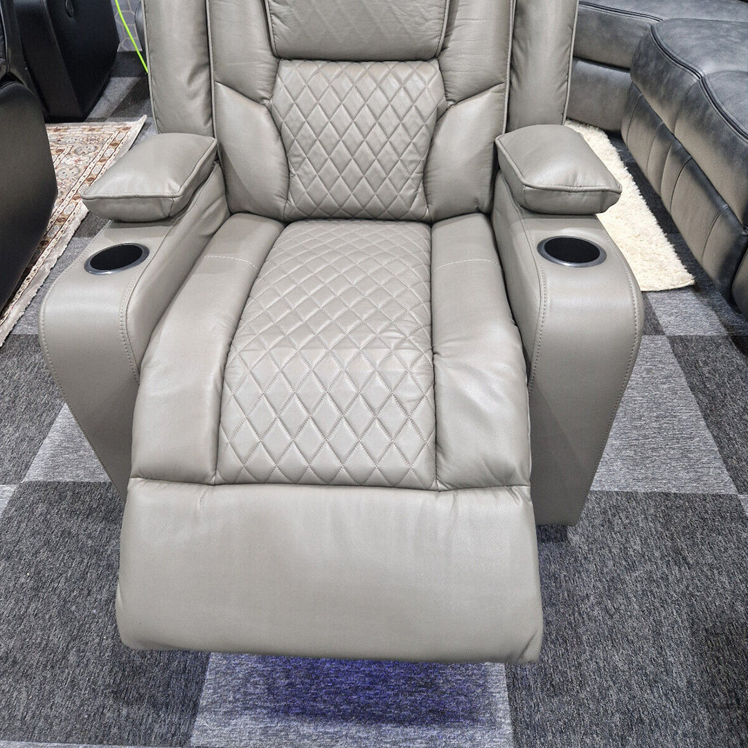 Orlando Electric Leather Recliner Armchair with LED Lights & USB Ports – Luxury Comfort