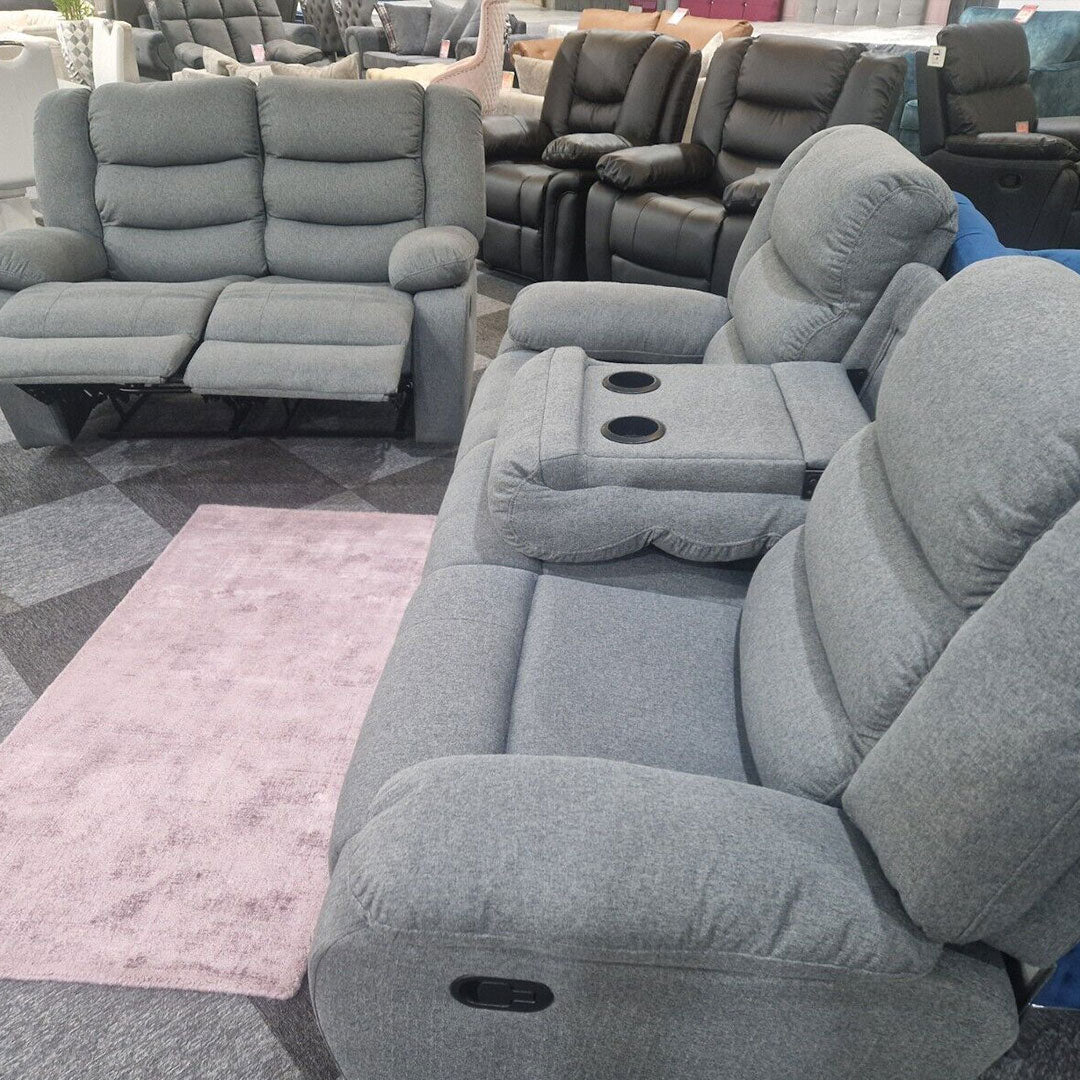 Roma Fabric Recliner Sofa 3+2 Seater Grey – Comfortable Living