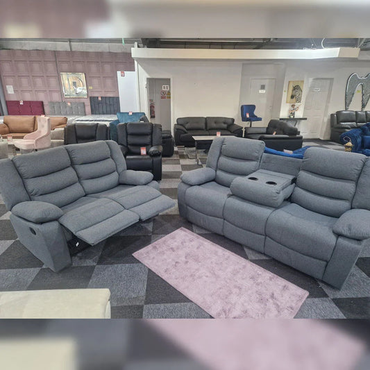 Roma Fabric Recliner Sofa 3+2 Seater Grey – Comfortable Living