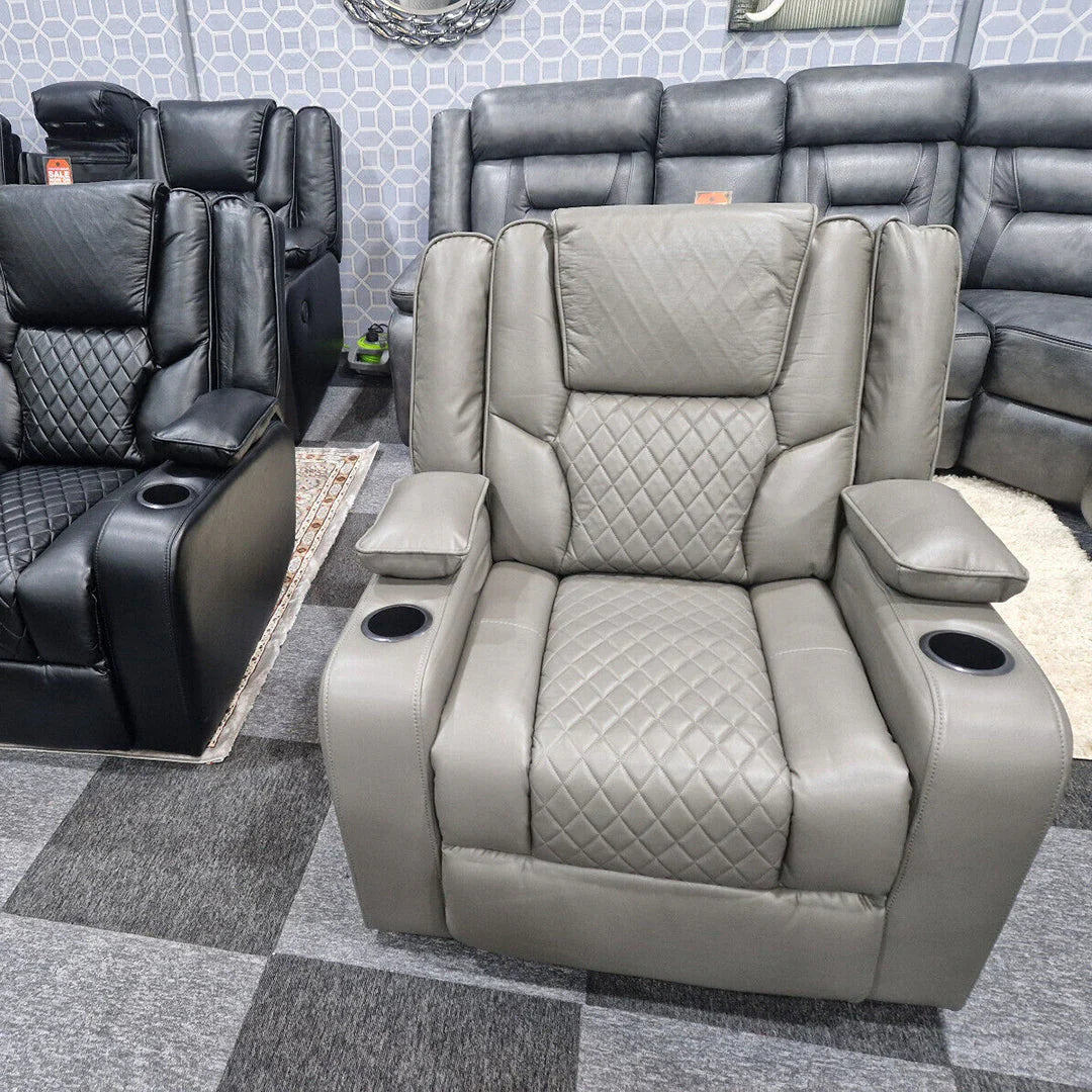 Orlando Electric Leather Recliner Armchair with LED Lights & USB Ports – Luxury Comfort
