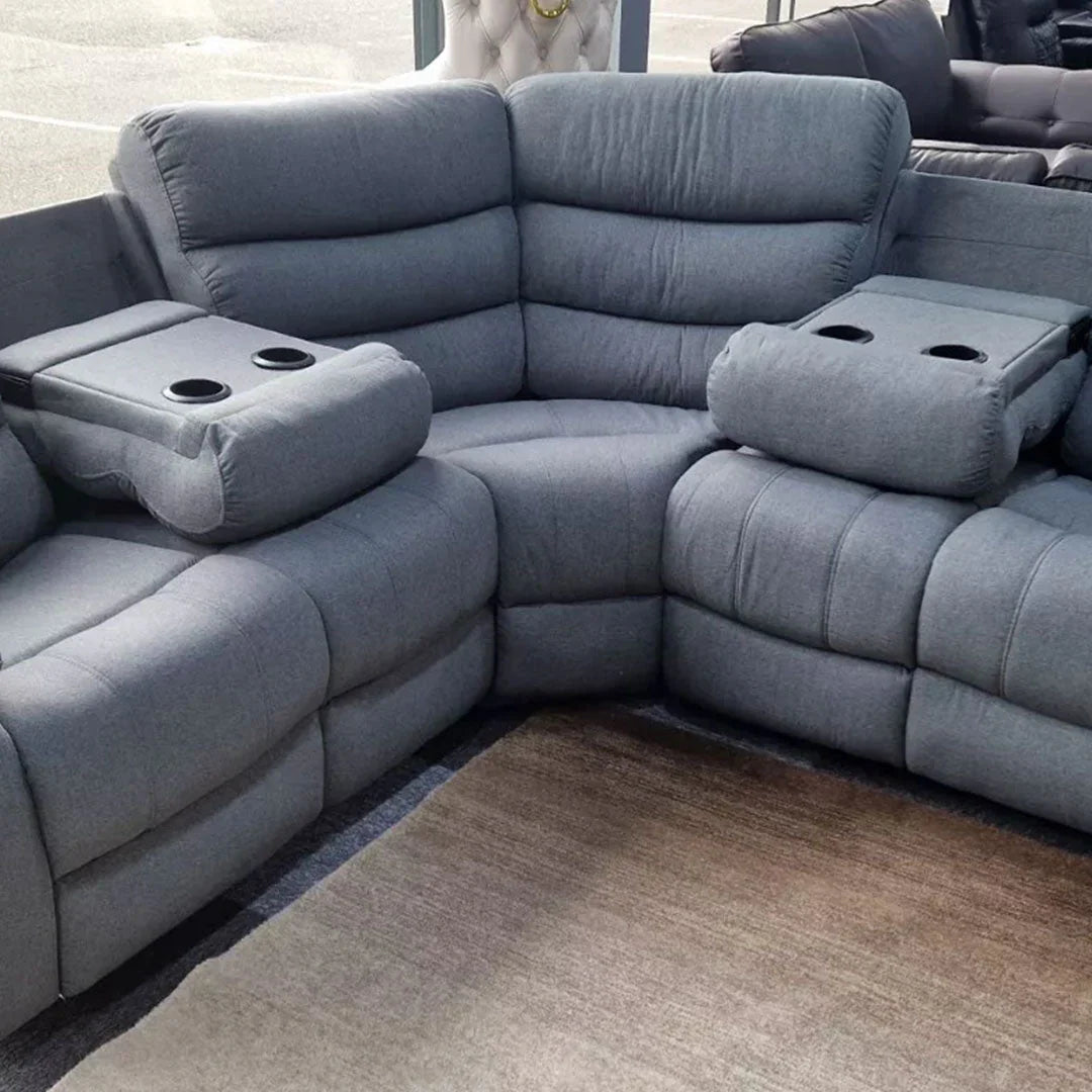 Roma Fabric Recliner Corner Sofa Grey – Modern L-Shaped Comfor