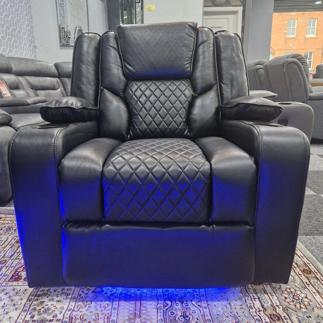 Orlando Electric Recliner 3+2 Seater Leather Sofa with LED Lights & Wireless Charging – Luxury UK Living