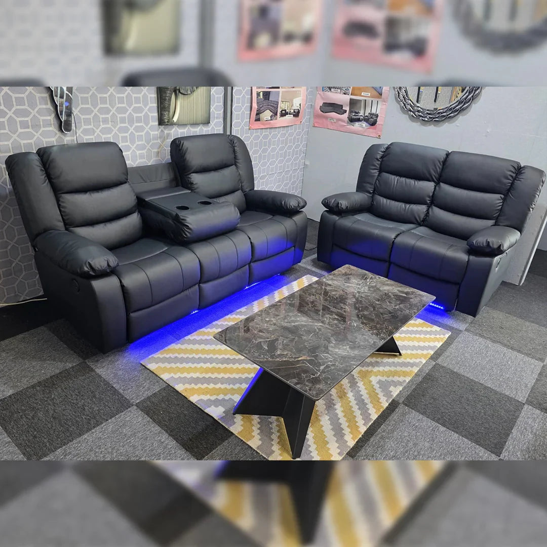 Roma Leather Electric Recliner Sofa with Cup Holders