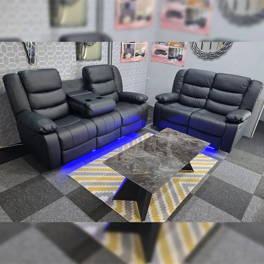 Roma Leather Electric Recliner Sofa with Cup Holders