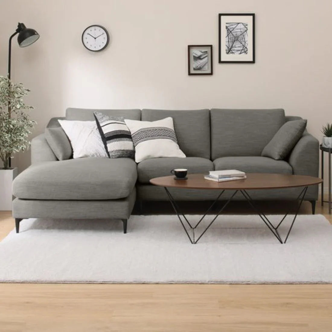 Flora 4 Seater L Shape Fabric Sofa – Stylish & Comfortable Sectional