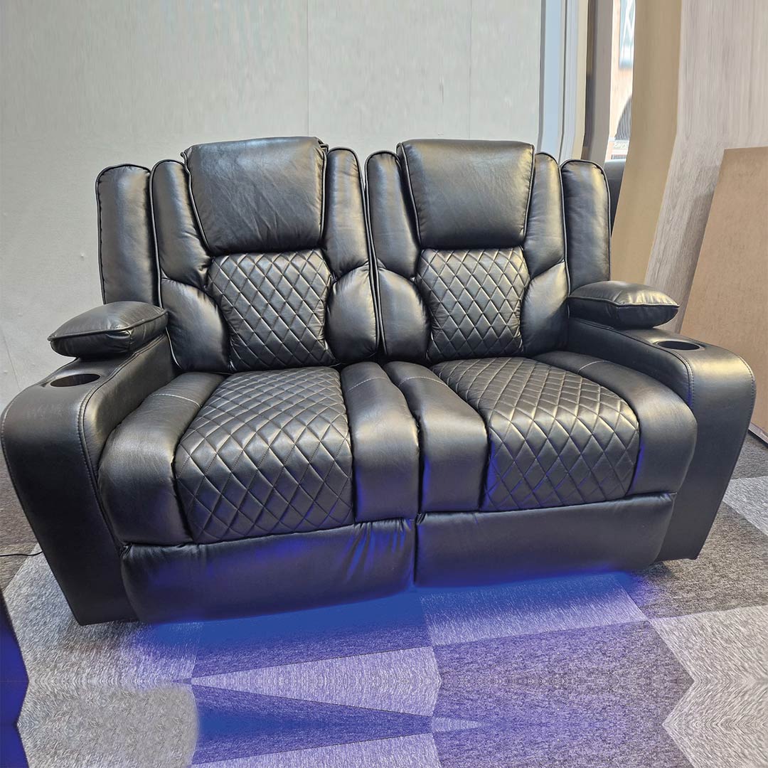 Orlando Electric Recliner 3+2 Seater Leather Sofa with LED Lights & Wireless Charging – Luxury UK Living