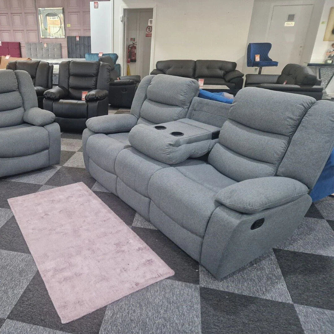 Roma Fabric Recliner Sofa 3+2 Seater Grey – Comfortable Living