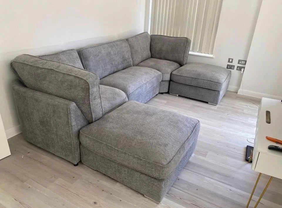 U-Shape Sofa in Teddy Fabric – Modern Large Sectional Couch