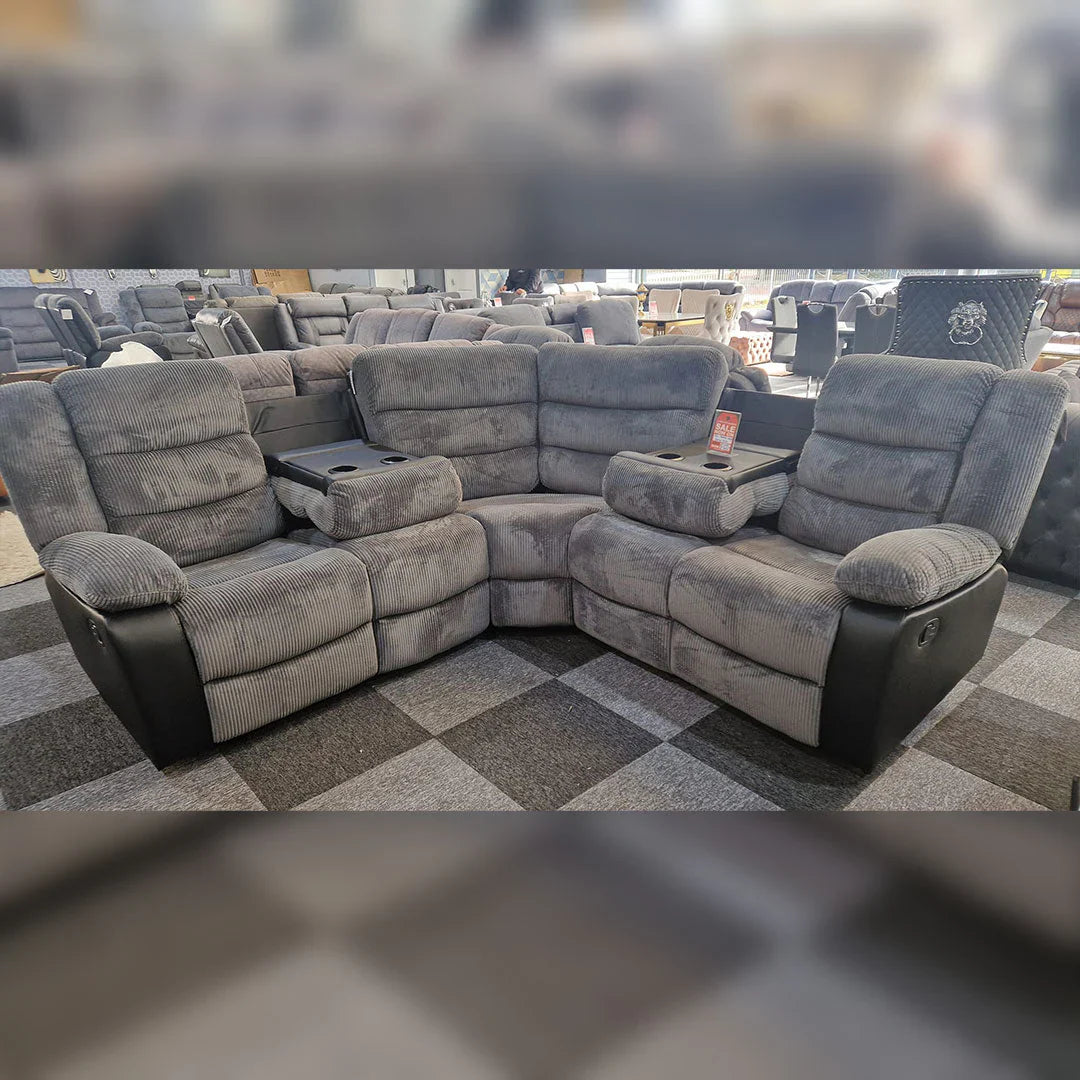 Rio Cord Fabric Recliner Corner Sofa – Spacious Comfort for Modern Homes