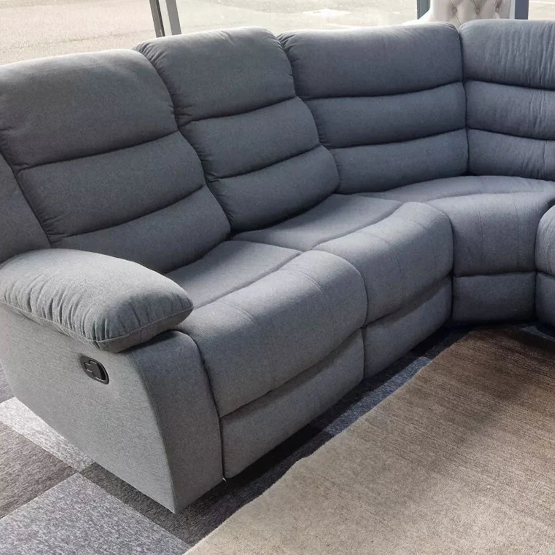 Roma Fabric Recliner Corner Sofa Grey – Modern L-Shaped Comfor