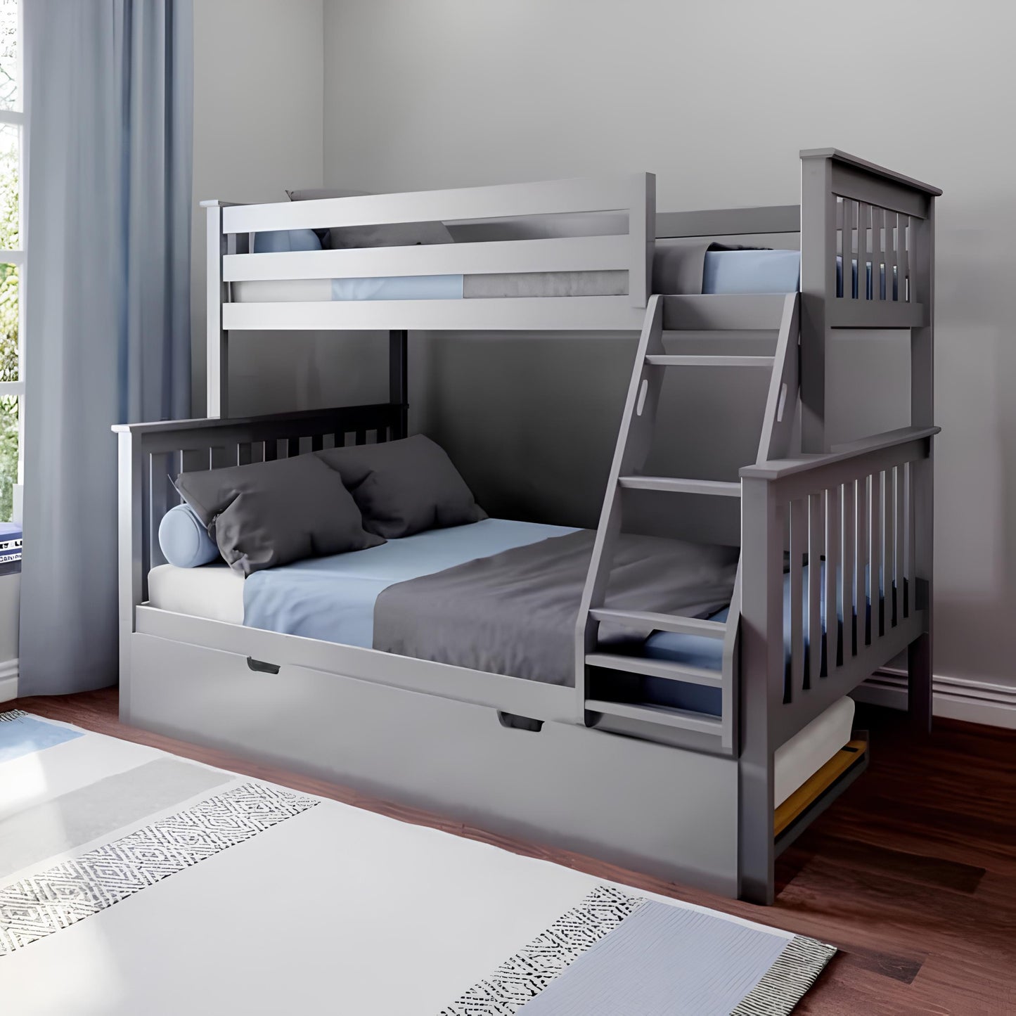 Lily Wooden Trio Bunk Bed with Guest Bed