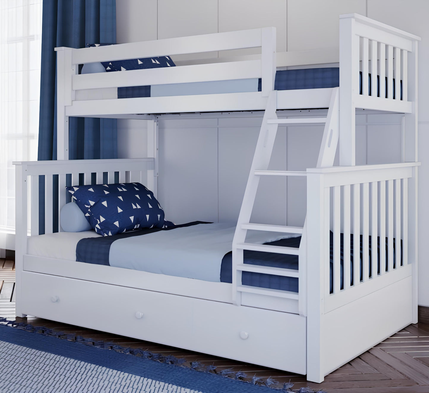Lily Wooden Trio Bunk Bed with Guest Bed