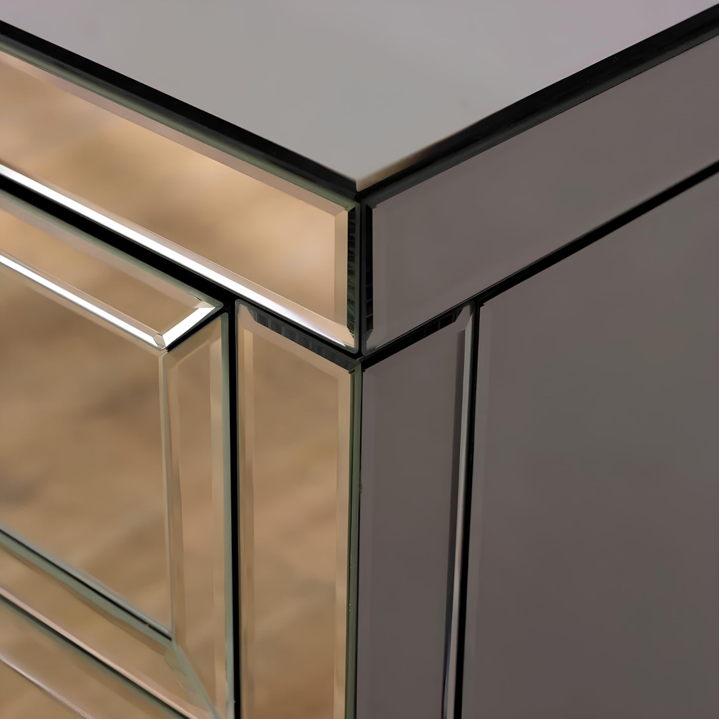 Valencia Mirrored Bedside Table – 3 Drawer Nightstand