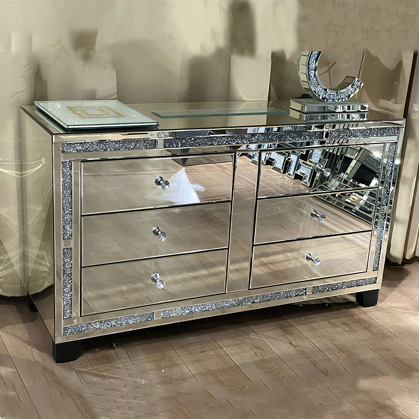 Valencia Mirrored 6 Drawer Chest