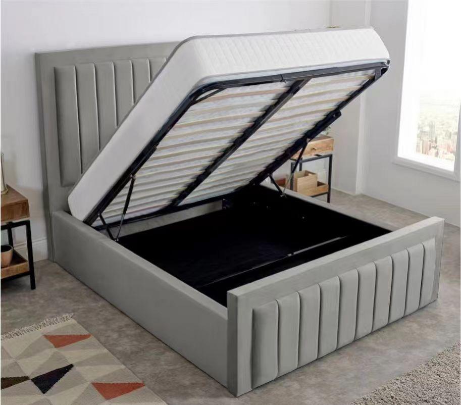 Lilly Ottoman Double Bed Frame – Plush Velvet Gas Lift Storage Bed