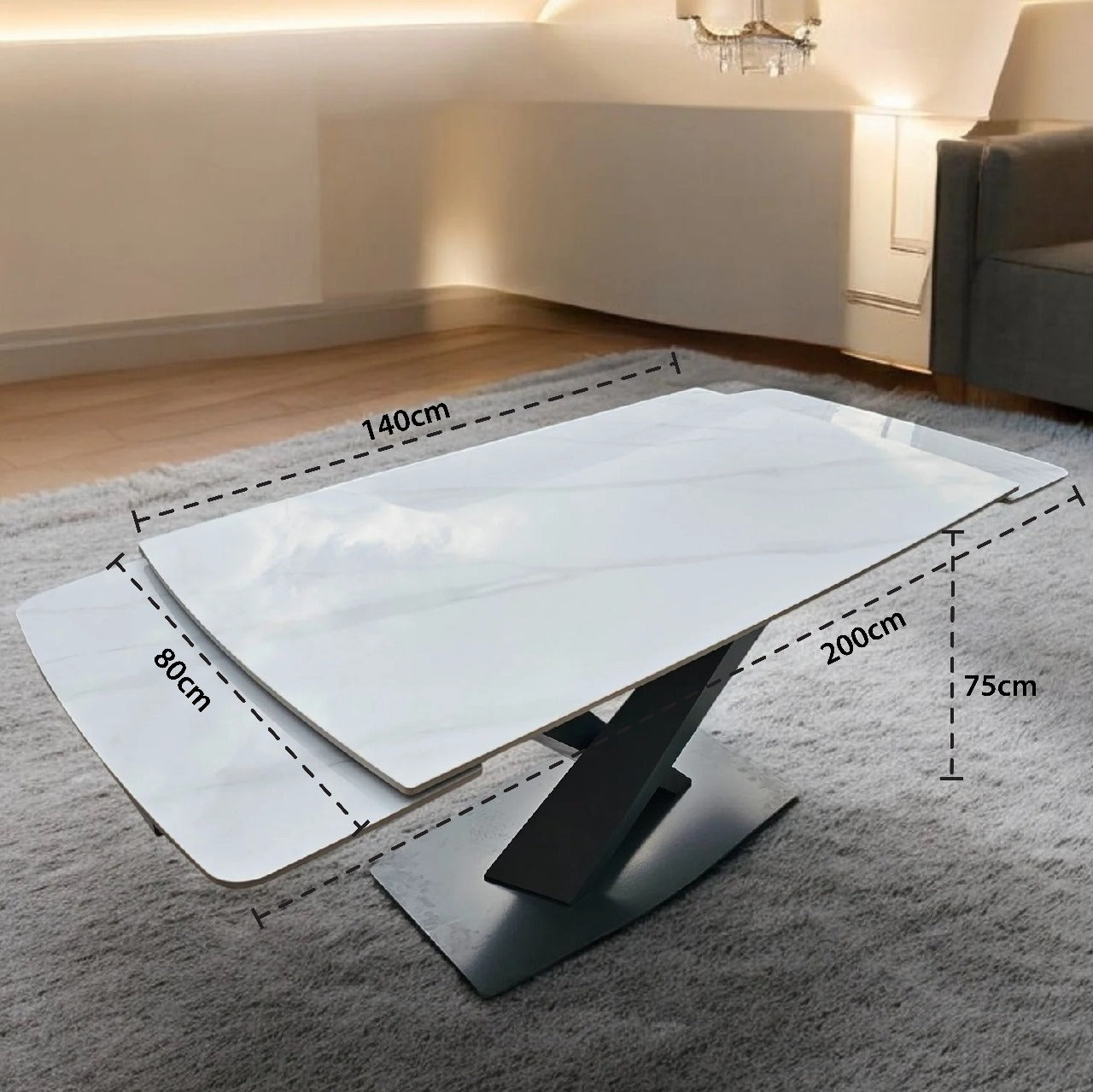 Nordic Rock Extendable Ceramic Dining Table