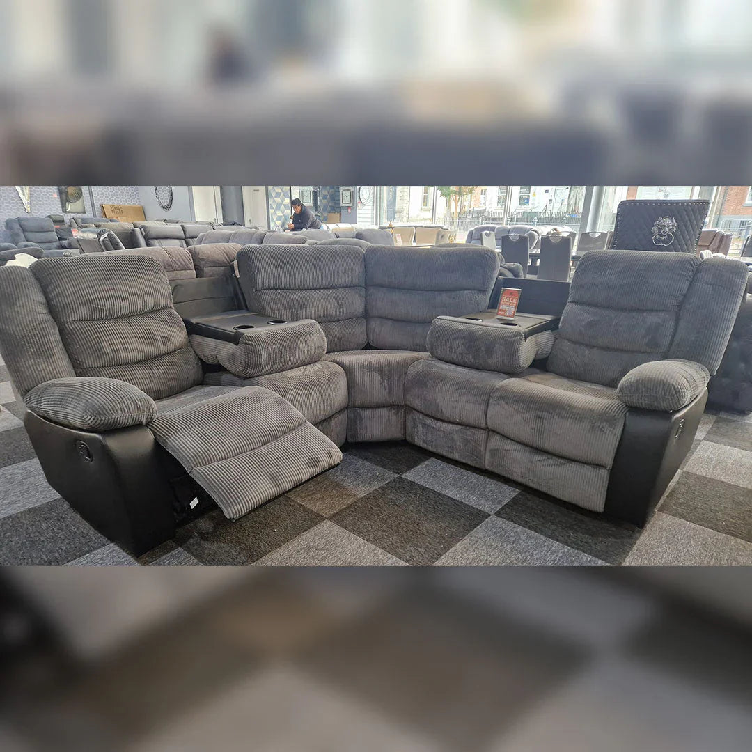 Rio Cord Fabric Recliner Corner Sofa – Spacious Comfort for Modern Homes