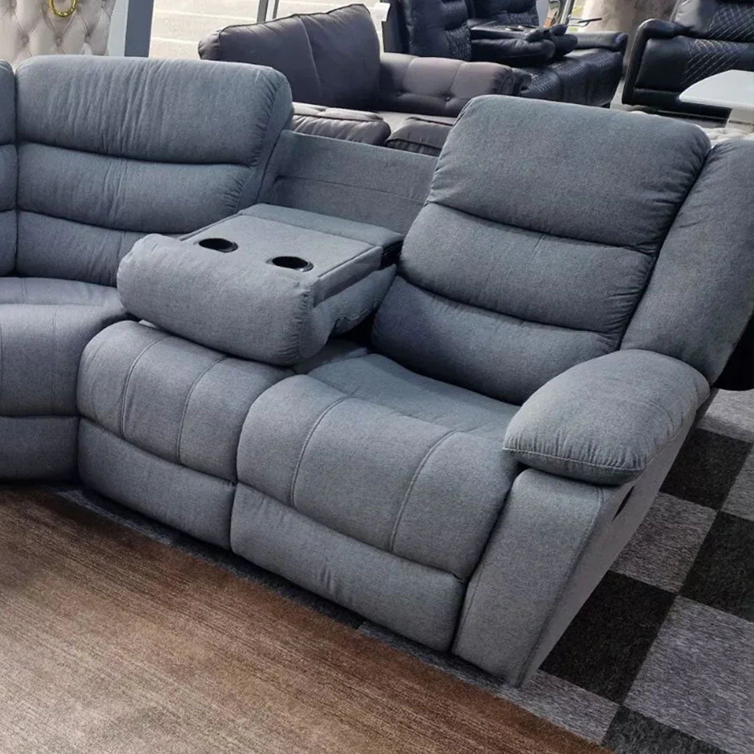 Roma Fabric Recliner Corner Sofa Grey – Modern L-Shaped Comfor