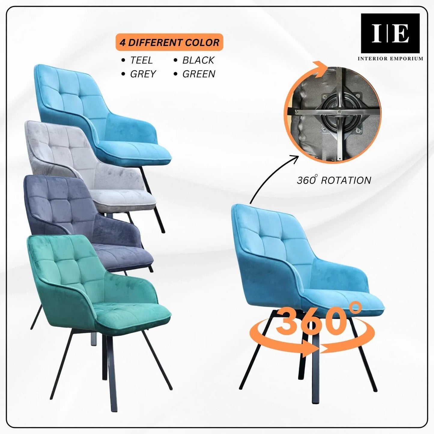 Ava Velvet Dining Chairs – Swivel Upholstered Chairs