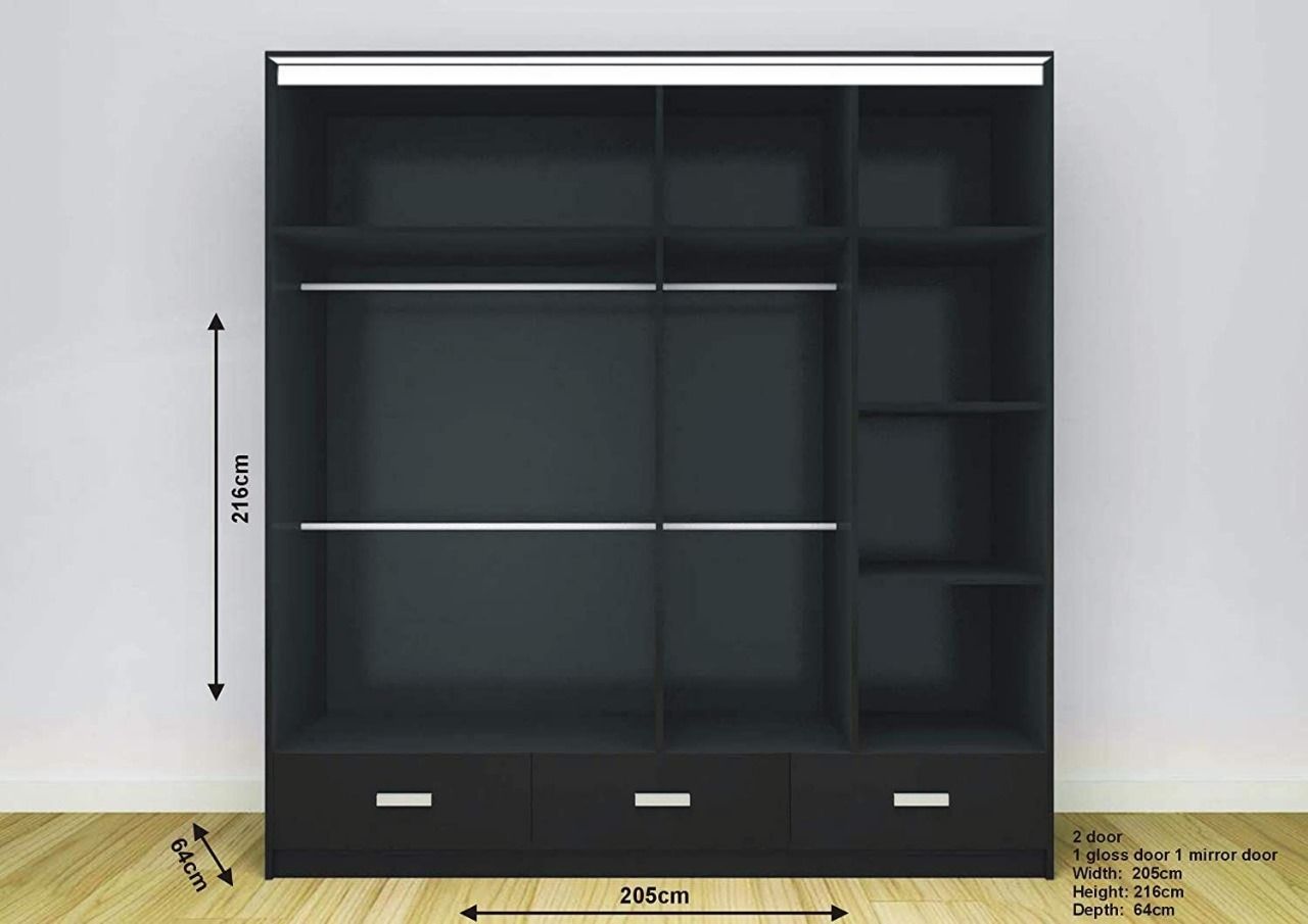 Florence High Gloss Sliding Door Wardrobe with Mirrors & LED Lights