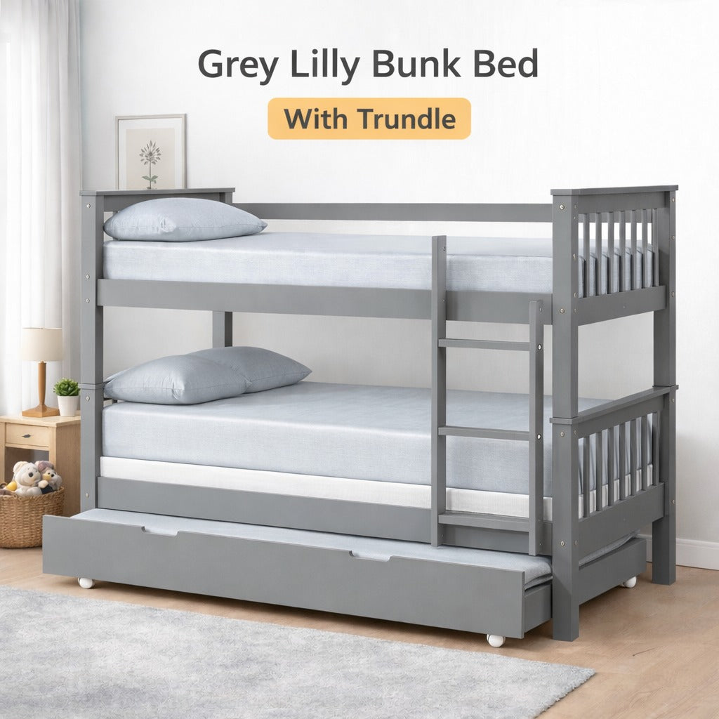 Lily Wooden Bunk Bed with Guest Bed