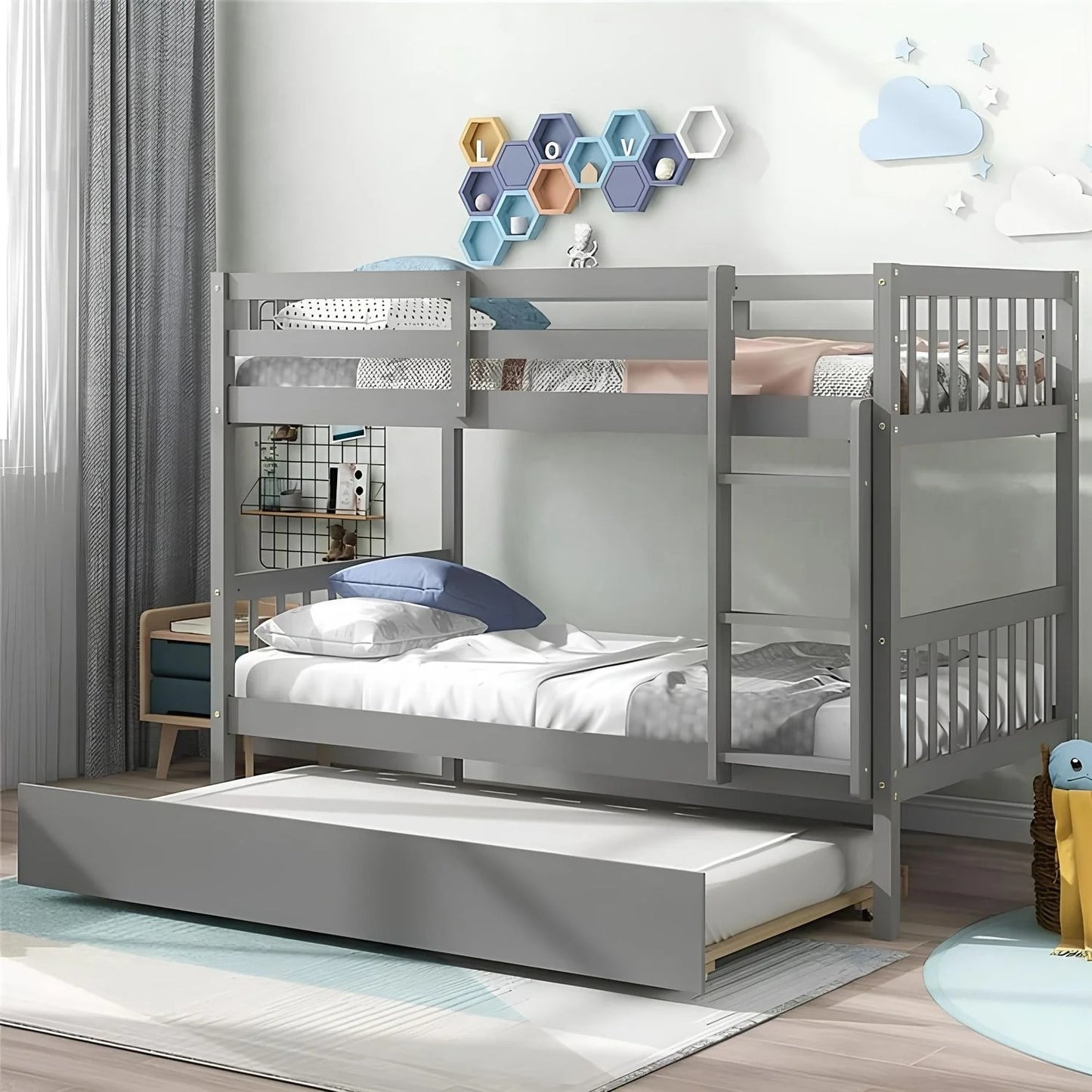 Lily Wooden Bunk Bed with Guest Bed
