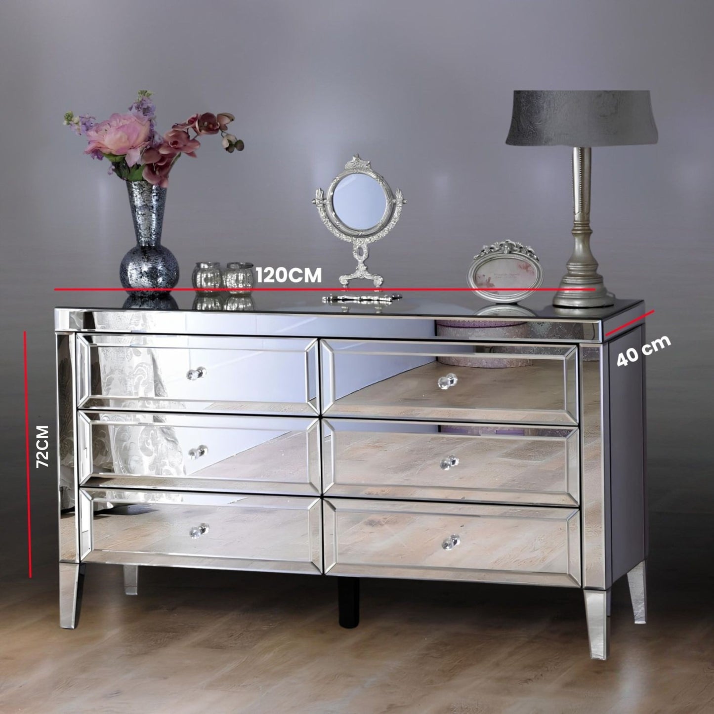 Valencia Mirrored 6 Drawer Chest