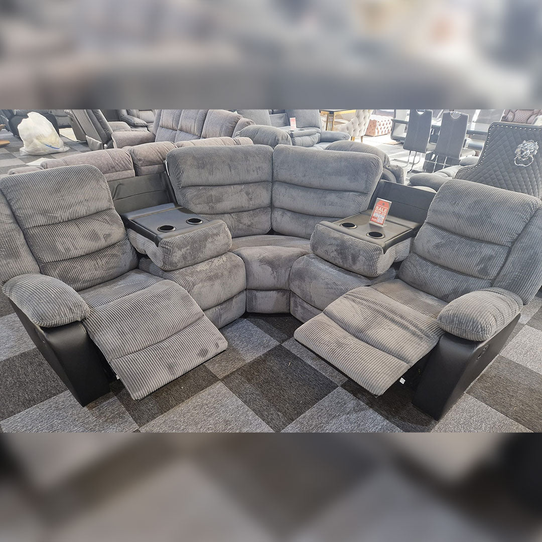 Rio Cord Fabric Recliner Corner Sofa – Spacious Comfort for Modern Homes