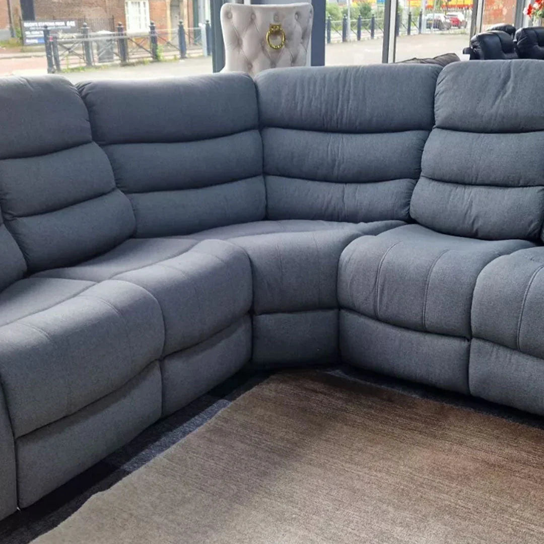 Roma Fabric Recliner Corner Sofa Grey – Modern L-Shaped Comfor