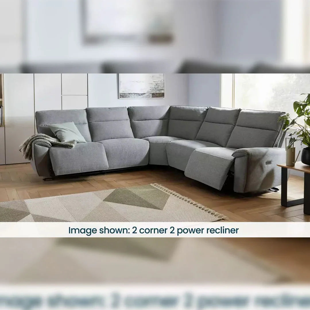 Aussie Express Fabric Recliner Corner Sofa – 2 Corner & 2 Power Recliners