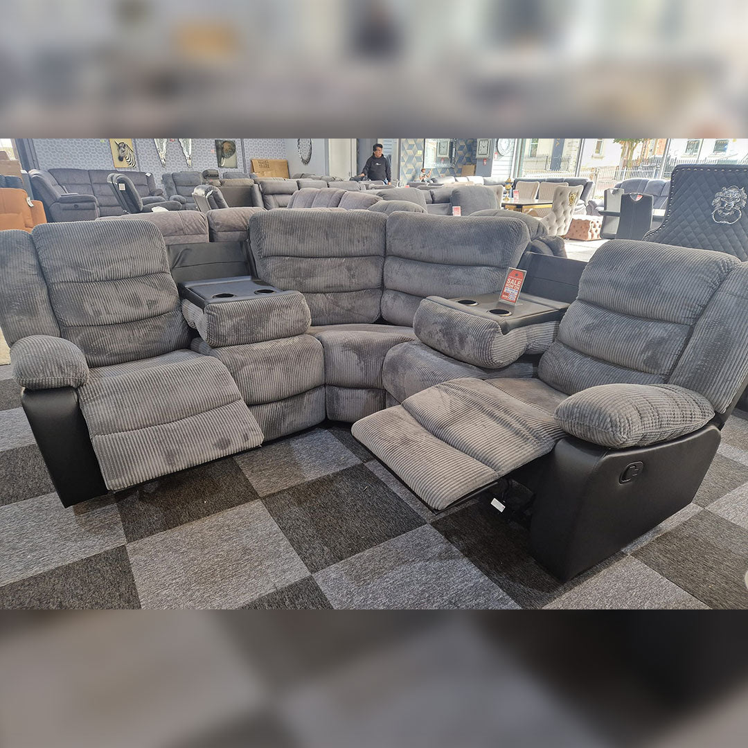 Rio Cord Fabric Recliner Corner Sofa – Spacious Comfort for Modern Homes