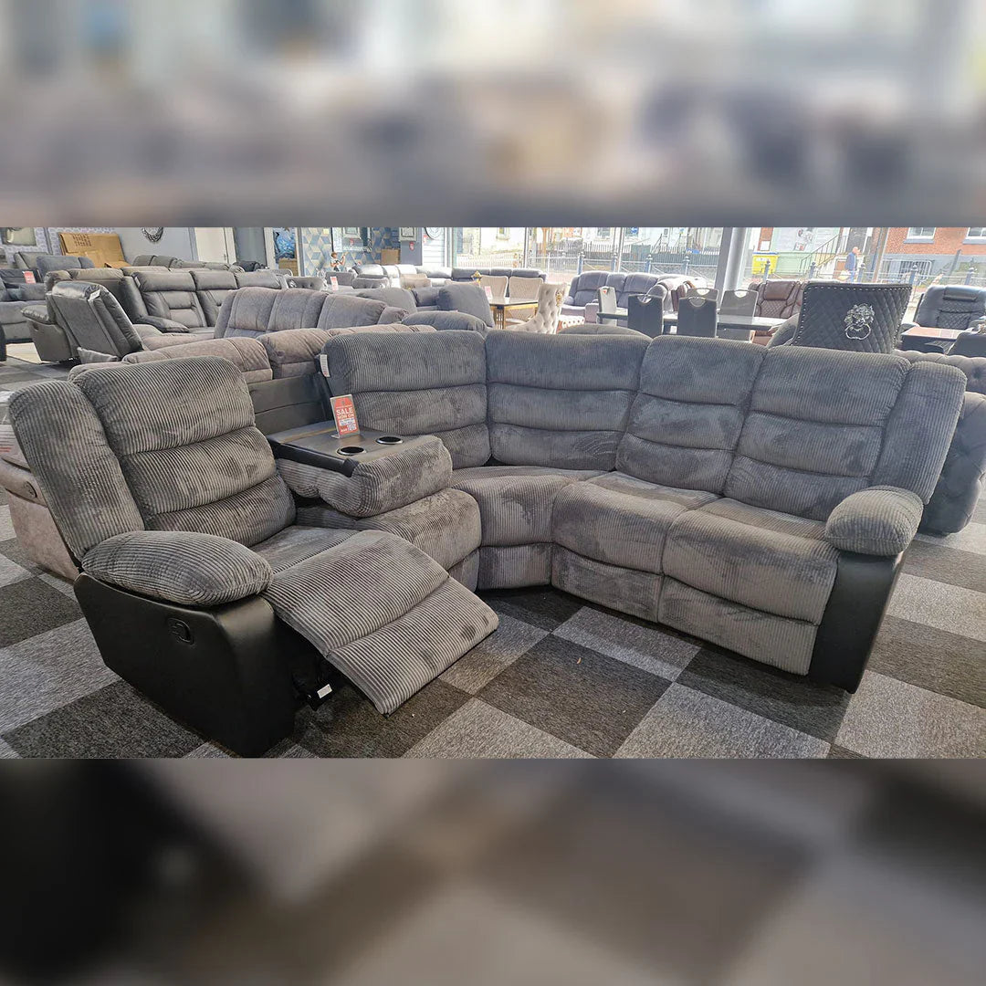 Rio Cord Fabric Recliner Corner Sofa – Spacious Comfort for Modern Homes