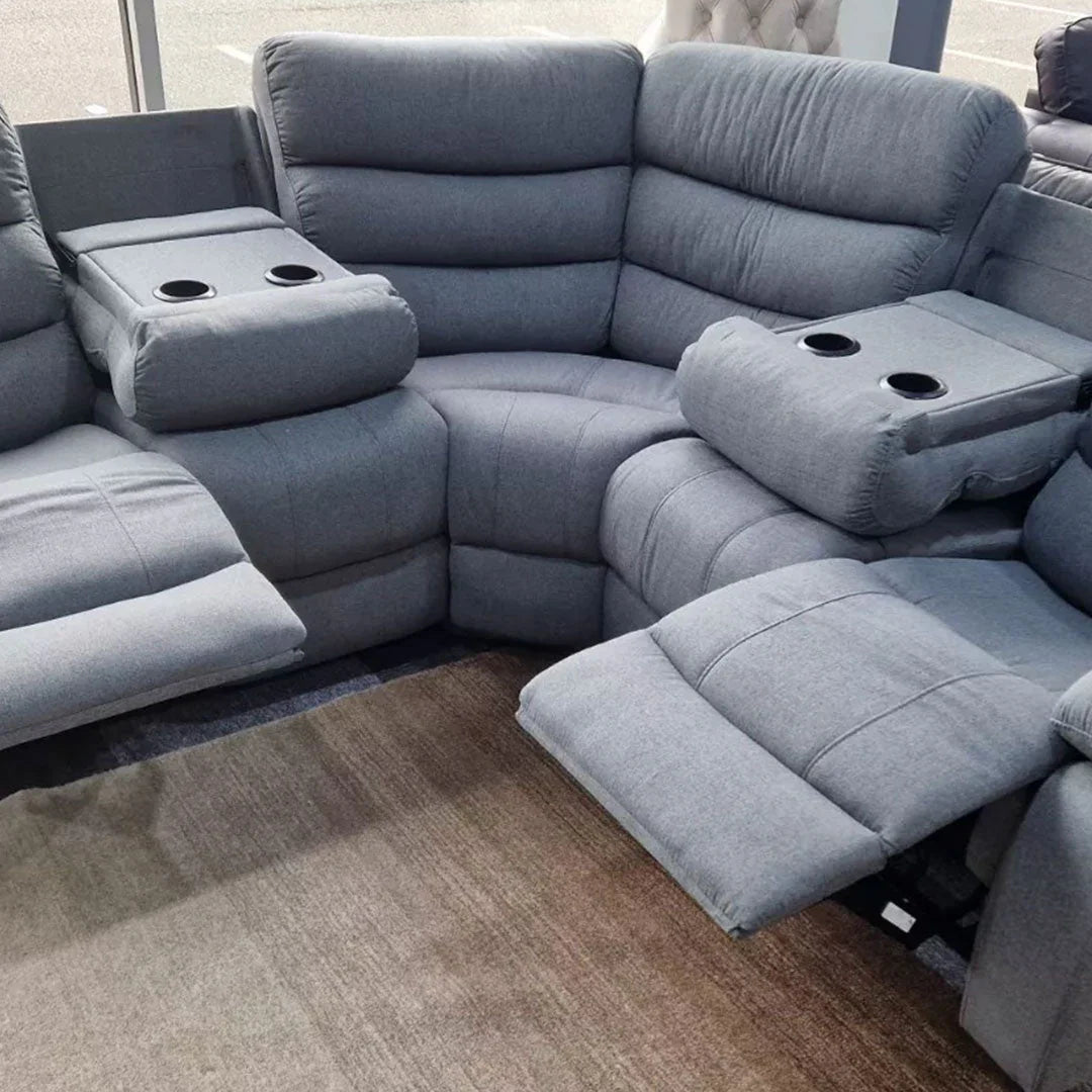 Roma Fabric Recliner Corner Sofa Grey – Modern L-Shaped Comfor