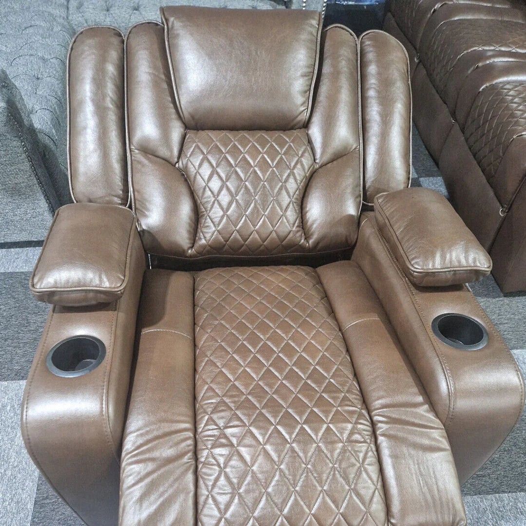 Orlando Electric Leather Recliner Armchair with LED Lights & USB Ports – Luxury Comfort
