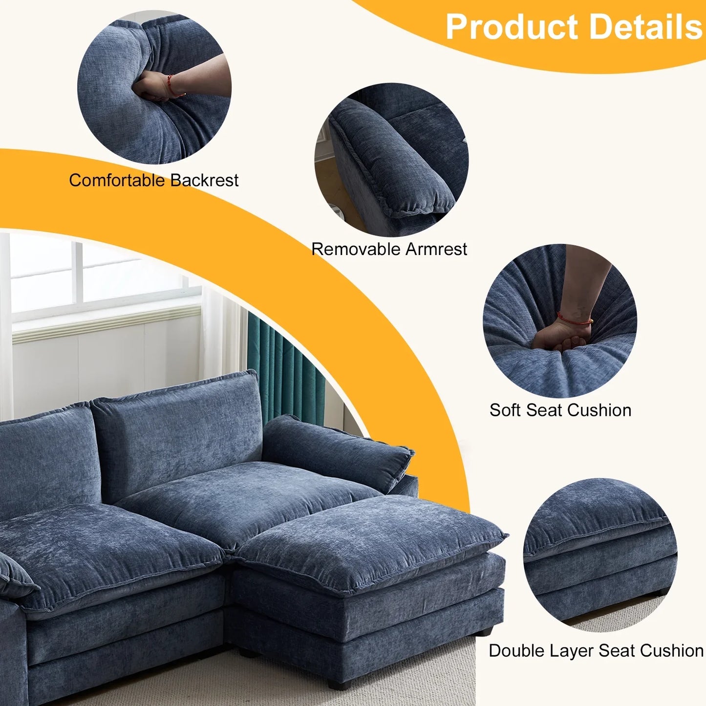 BORIS L Shaped Convertible Sofa – Heaven Furnishing