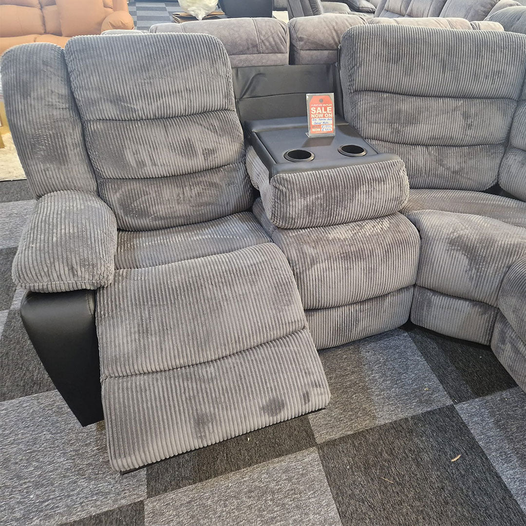 Rio Cord Fabric Recliner Corner Sofa – Spacious Comfort for Modern Homes