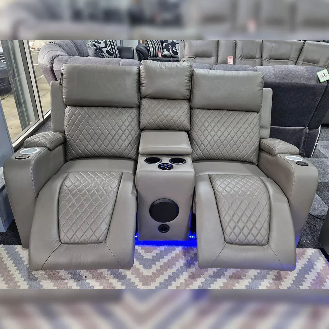 Florida Music Electric Recliner 3+2 Seater Leather Sofa with Bluetooth, LED Lights & USB Charging