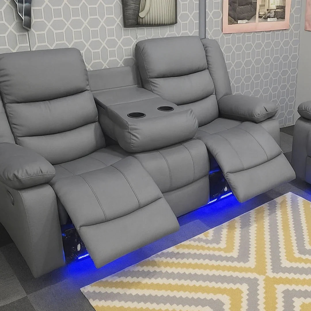 Roma Leather Electric Recliner Sofa with Cup Holders