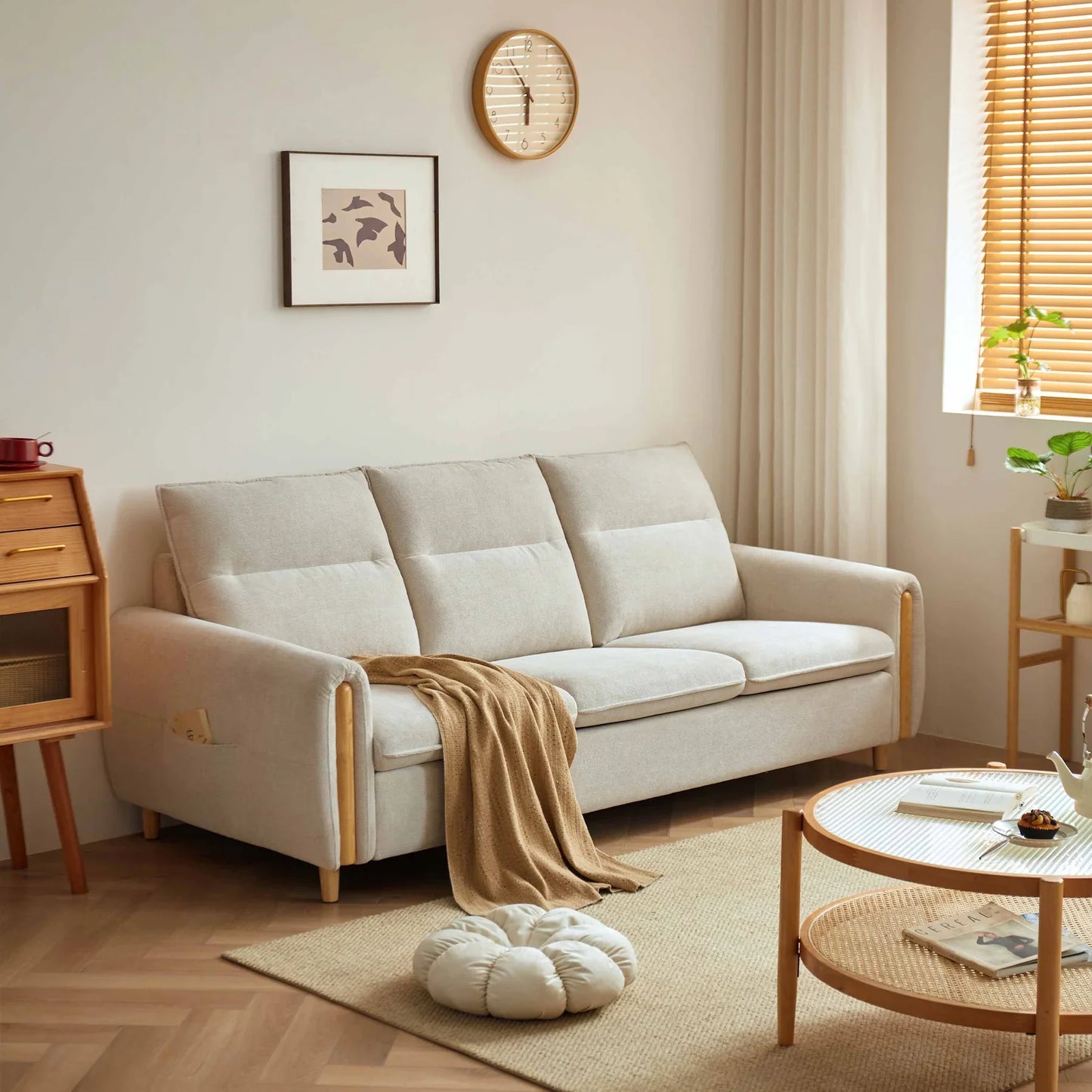BORIS White Cotton Linen Sofa – Modern Fabric Sofa UK | Heaven Furnishing