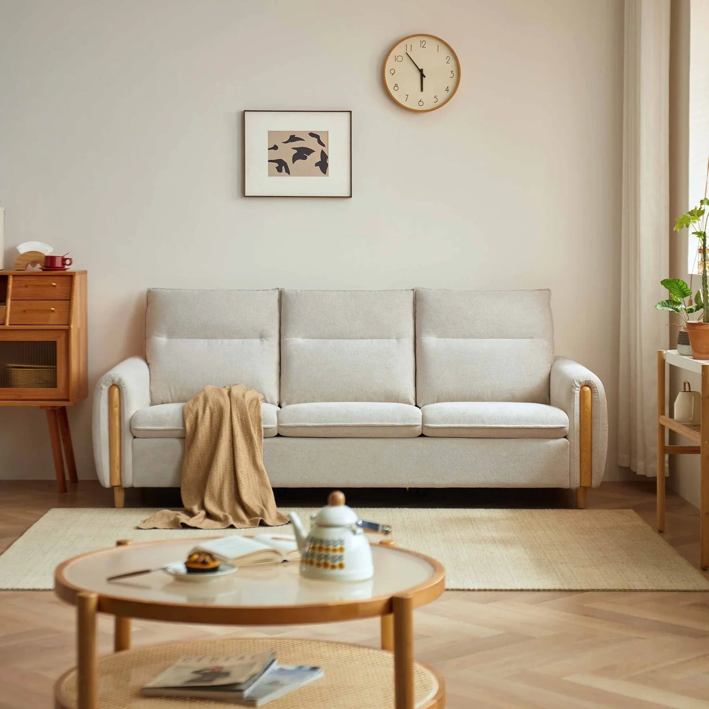 BORIS White Cotton Linen Sofa – Modern Fabric Sofa UK | Heaven Furnishing